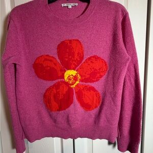 Vibrant Pink Floral Crew Neck Sweater